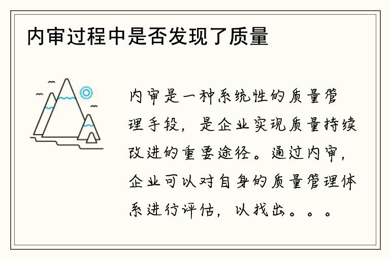 内审过程中是否发现了质量问题和风险？