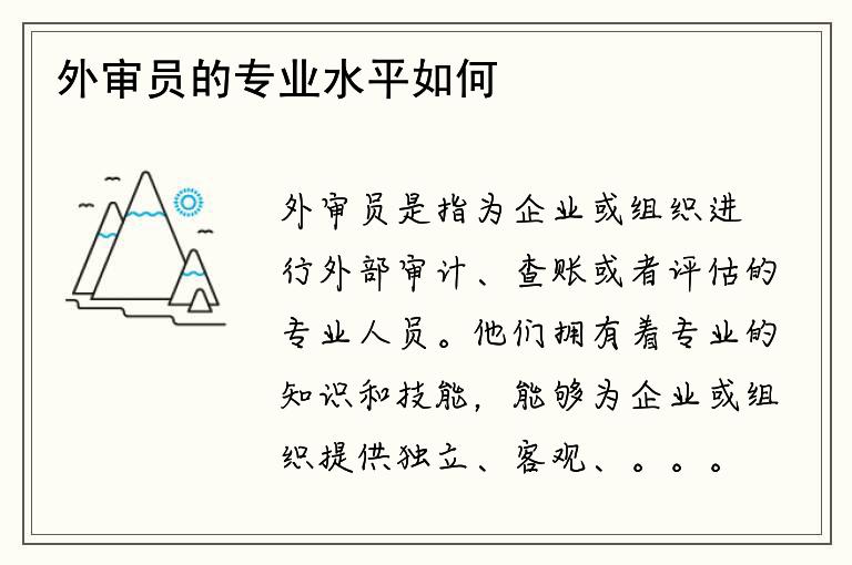 外审员的专业水平如何？他们的意见是否有价值？