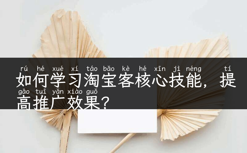 如何学习淘宝客核心技能，提高推广效果？