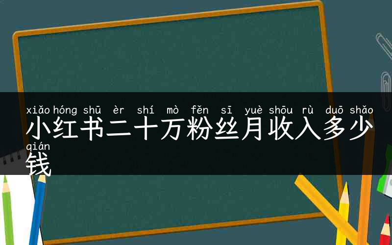 小红书二十万粉丝月收入多少钱